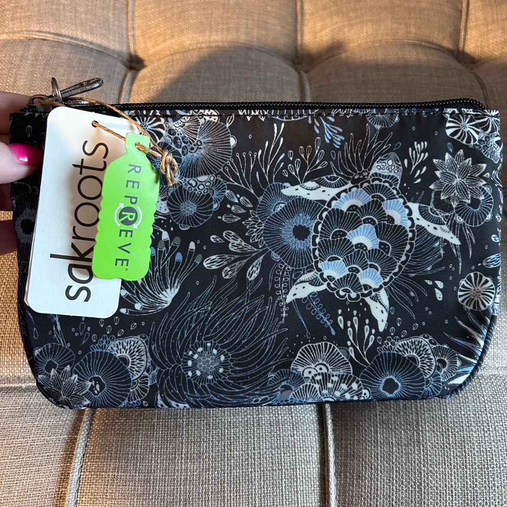 Sakroots Black and Blue Floral Pouch